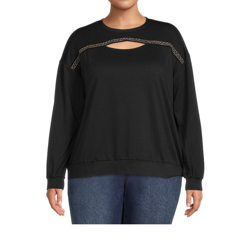 Como Blu Women’s Long Sleeve Cutout Sweatshirt